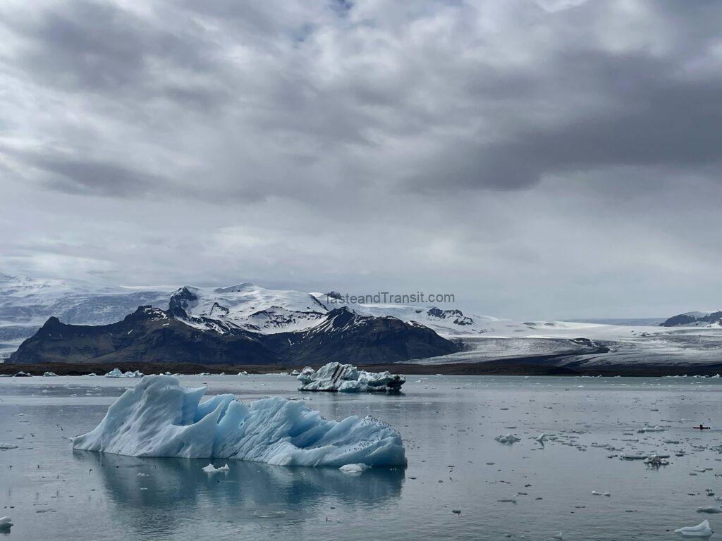 Iceberg floating in a glacial lagoon in Iceland